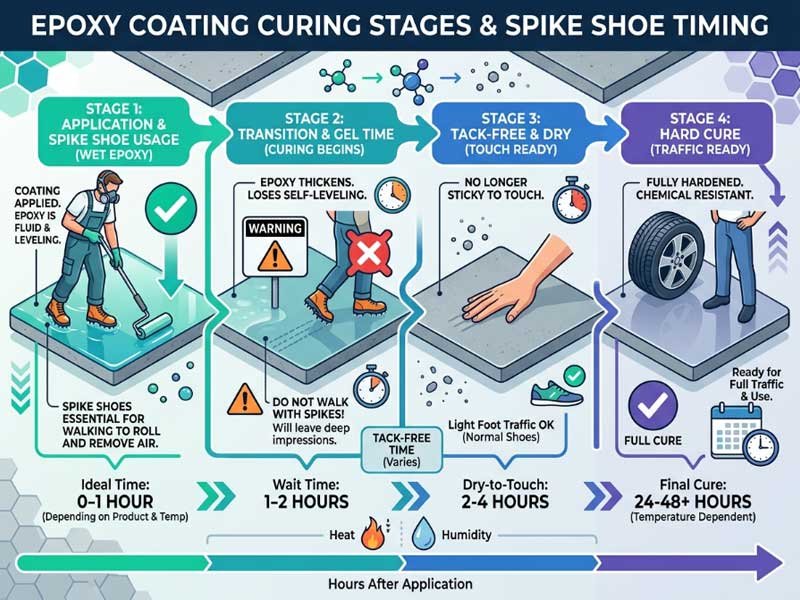 coating cure timeline for spike shoe entry epoxy coating curing stages and spike shoe timing
