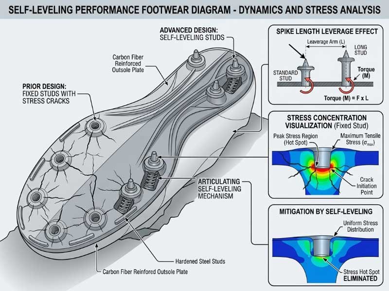 mechanical leverage of spike length on base plate stress diagram showing spike length leverage effect with stress concentration visualization