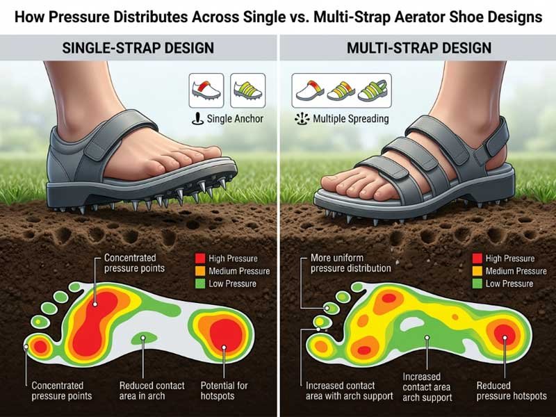 How Pressure Distributes Across Single vs. Multi-Strap Designs pressure distribution comparison single vs multi strap aerator shoes