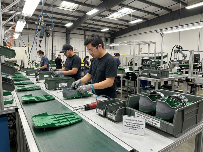 oem manufacturing process modifications reducing returns factory production line implementing structural improvements for aerator shoes